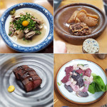 スタミナ苑 - 煮込み塩、牛すじ煮込み、ハツタタキ、ミックスホルモン