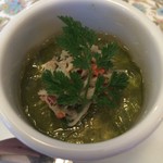 南部亭 - 春菊のプリン コンソメのジュレとセイコガニ