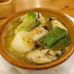 じじばば木馬亭 - 下仁田ネギとはりまガキのアヒージョ