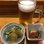 Ina Fune - お通し／えごとあさつきの酢味噌、山芋と鱈の子醤油漬け