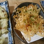 浜焼き海鮮居酒屋 大庄水産 - ちくわの磯辺揚げ れんこんチップ 