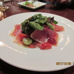 生ハムとサーモンのサラダ