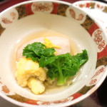 日本料理 太月 - 穴子の黄身揚げ　菊芋の茹で蒸し　大根の葉