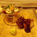 鮨　いの - タラ白子ポン酢と蛸の桜煮