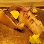 鮨　いの - 青森八戸〆鯖・鰆・瀬戸内鯛焼霜、お造り盛合せ