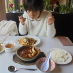 にぐるまやダイニング - 土鍋ハンバーグ930円+セット630円