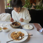 にぐるまやダイニング - 土鍋ハンバーグ930円+セット630円