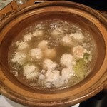 じどりや 穏座 - 淡海地鶏の鶏しゃぶ鍋　２回戦目はつくねから