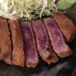 牛かつ もと村 - 牛かつ断面