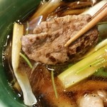 新橋ときそば - 鴨汁の鴨肉。