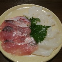 しゃぶしゃぶKINTAN 表参道店 - 2017年11月：A５仙台牛＆プラチナポークコース(\8500)…水たこと甘鯛のカルパッチョ