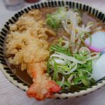 うどんのいなや - カレー中華+えび天、ねぎ