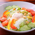 Hot spring egg caesar salad