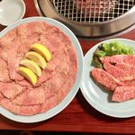 焼肉 静龍苑 - タン塩　2,900円×4人前=11,600円、カルビ　1,500円