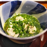 富小路 やま岸 - くもこが乗ったちり酢をしっかりきかせた茶わん蒸し。