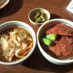 いっさく - ミニぶっかけうどん＆ミニたれカツ丼セット（500円）