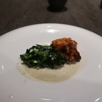 ete - 鱈の白子のムニエル チヂミほうれん草添え ロックフォールソース