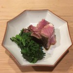 うを徳 - 氷見 鰤 藁焼き + 春菊