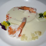 Azure Restaurant - 2017年の｢アズーア･テイスティングメニュー｣カフィア風味のヤシの芽のヴィシソワーズとカウアイ産海老