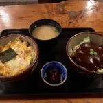 カツ丼 野村 - 玉子とじカツ丼とドミグラスソースカツ丼のセット(孫膳 ロース)