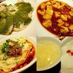 中国四川料理 梅香 - “蒸し鶏 山椒ソース、陳麻婆豆腐、汁なし担担麺、スープ、杏仁豆腐”