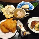 さ行 - ヤリイカシュウマイ、肝ペースト 〇エビ芋の炊き 〇筍、フォアグラソテー 、筍スープ、山形ロースしゃぶ 、河豚のあら・ブツの唐揚げ