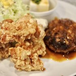 四ツ橋カフェ - ハンバーグ&唐揚げセット