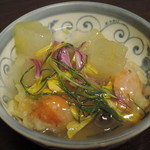 手繰りや 玄治 - 柿の天ぷらと冬瓜のあんかけ