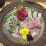 三代目 まる天 - 刺身 三種盛り + 一種（アップ）