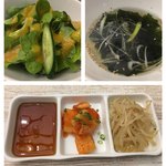 ナノ ビーフガーデン - ＭＩＸ定食ランチのサラダ、スープ、キムチ、ナムル