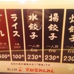 宇都宮みんみん - シンプルなメニューですねえ