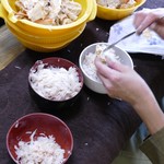 いけ活かに 竹林 - 蟹雑炊に入れる蟹の身はほぐしてくれます