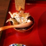 そば屋 案山棒 - 小エビと青のりの揚玉¥100