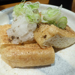 紋や - 竹田の厚揚げ（大根おろし＋山椒＋ネギ）