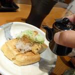 紋や - 竹田の厚揚げ（大根おろし＋山椒＋ネギ）