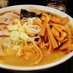中華そば べんてん - 塩ラーメン中盛＋チャーシューメンマ、辛味