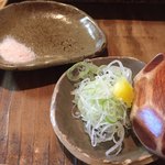 そば工房 篠 - 天ぷら用の塩   蕎麦用の薬味