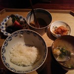 中島町倶楽部 - ミルキークイーン、アサリのお味噌汁、香の物