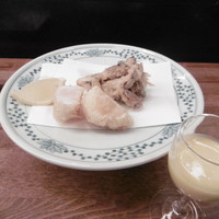 天ぷら新宿つな八 大丸店 - ホタテ、舞茸、スープ