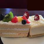 パティスリー シュクレ - （左から）フルーツショート、北海道十勝カマンベールチーズケーキ