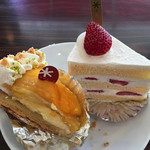 パティスリー シュクレ - （左から）マンゴータルト、いちごショート