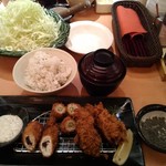 新宿さぼてん - カキフライと２種の巻きかつ定食