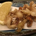 鯛家 - お造りのいかの頭と足の揚げ物