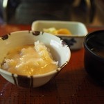 うかい鳥山 - 麦とろご飯　味噌汁　香の物