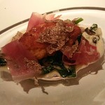 フィオッキ - 白子のコトレッタ 　ほうれん草のクリーム煮と生ハム トリュフで