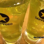一軒め酒場 - 喉が渇いていたので、いきなり緑茶割り２杯頼んでみた。