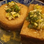 〆清 - 飯田おでん。がんも&厚揚げ