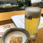 Umai Sushi Kan - 生ビールとお通し