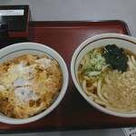 山田うどん食堂 - かき揚げ丼Aセット たぬきうどん