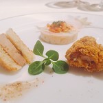 アピシウス - 2017.12.  甲殻類のセルヴェラ フォワグラのサンドイッチ ホロホロ鳥のフリット